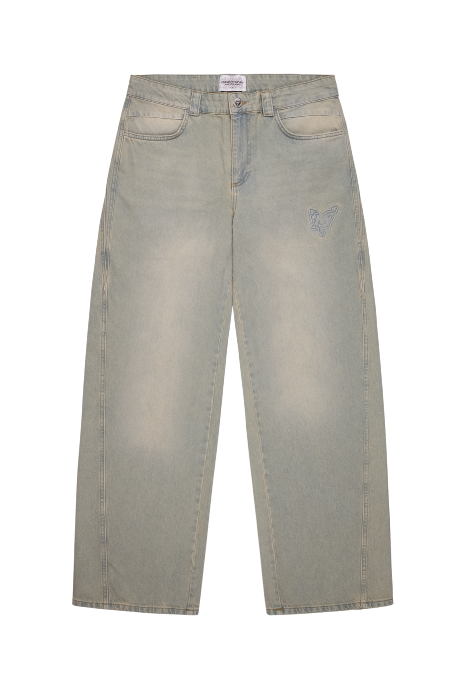 More Money Distinctive Baggy Denim Mid Blue