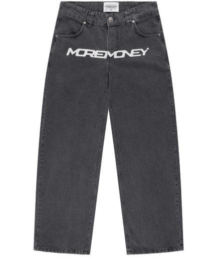 More Money Logo Baggy Denim Black