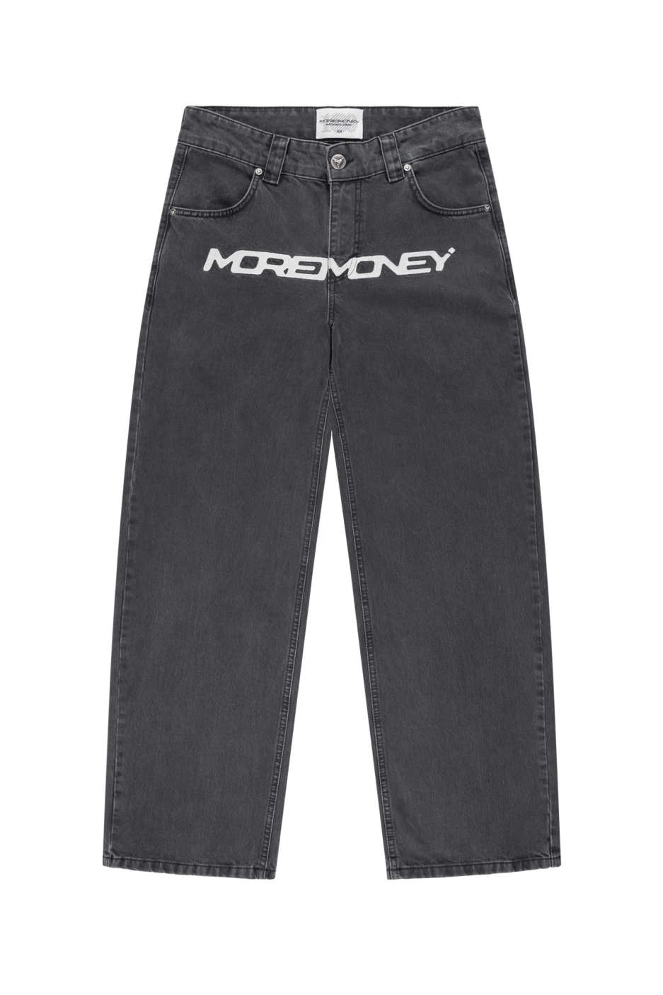 More Money Logo Baggy Denim Black