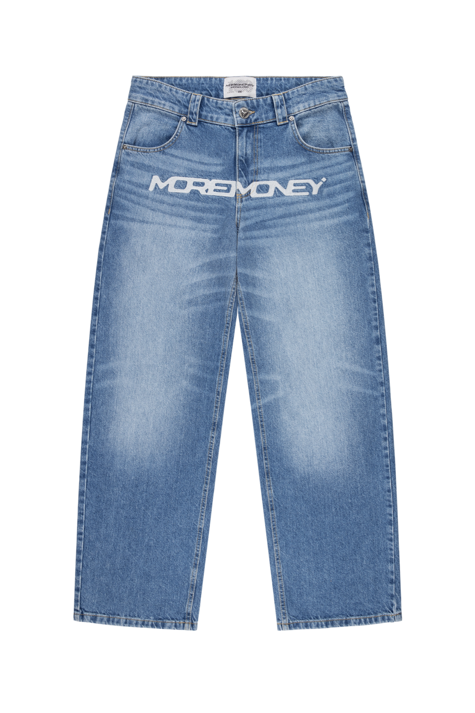 More Money Logo Baggy Denim Blue