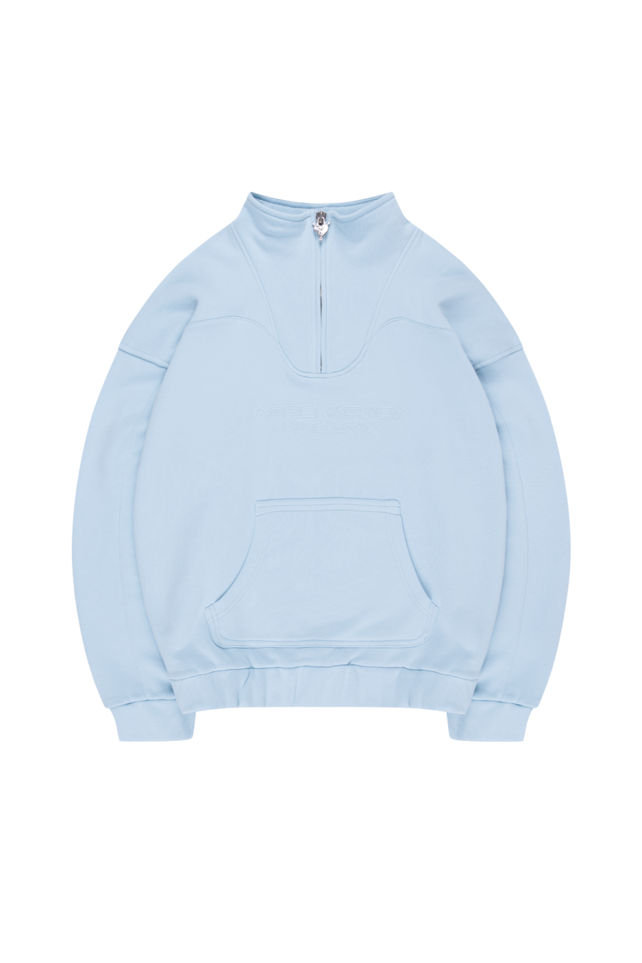 More Money Logo Half zip Baby blue