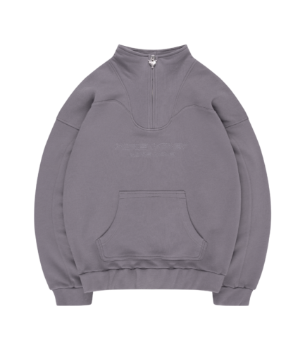 More Money Logo Halfzip Stone Grey