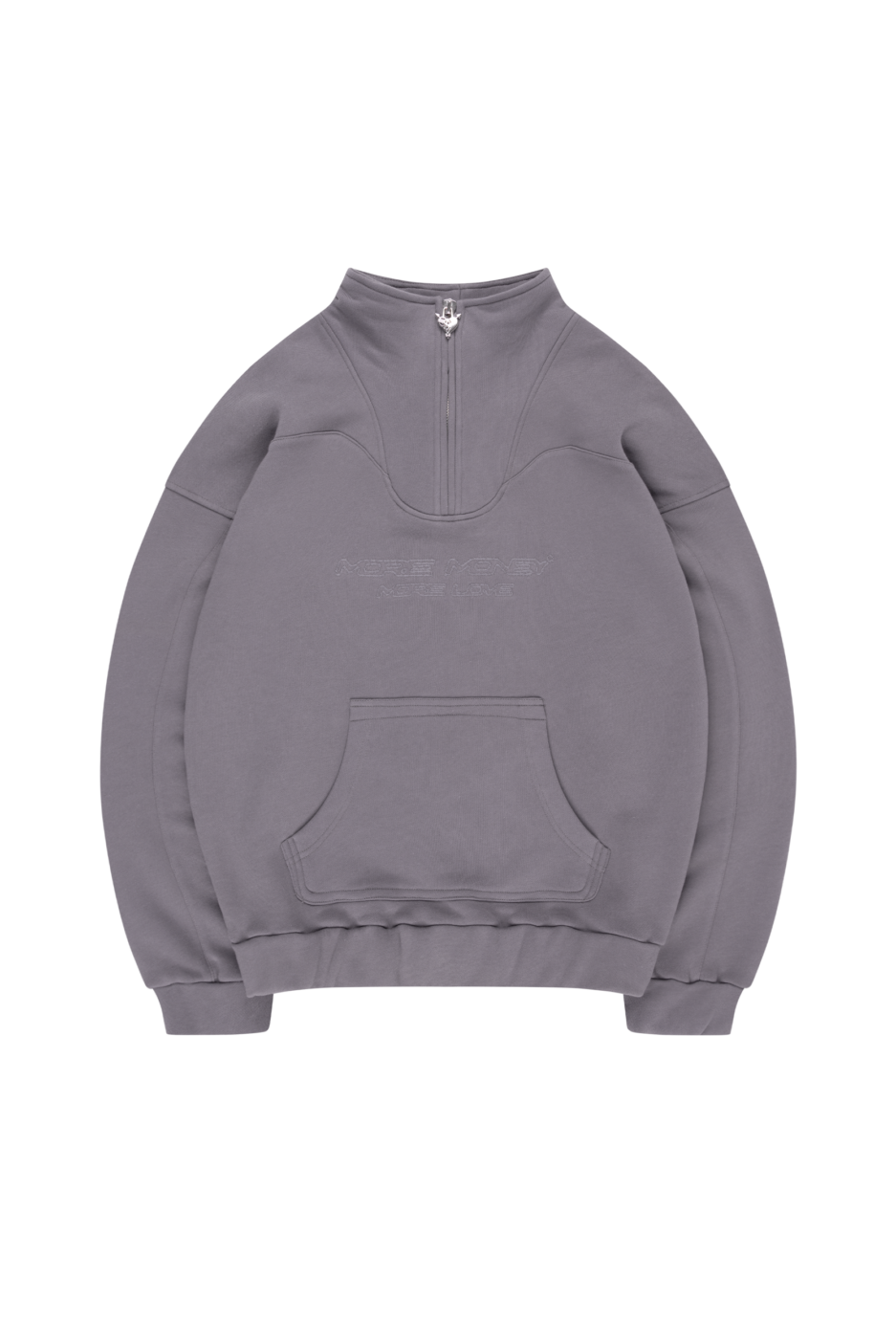 More Money Logo Halfzip Stone Grey