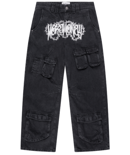 Razor Logo Cargo Pants Black Washed